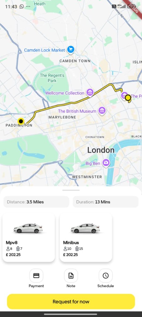 My Tours Transfers app live ride tracking and vehicle selection